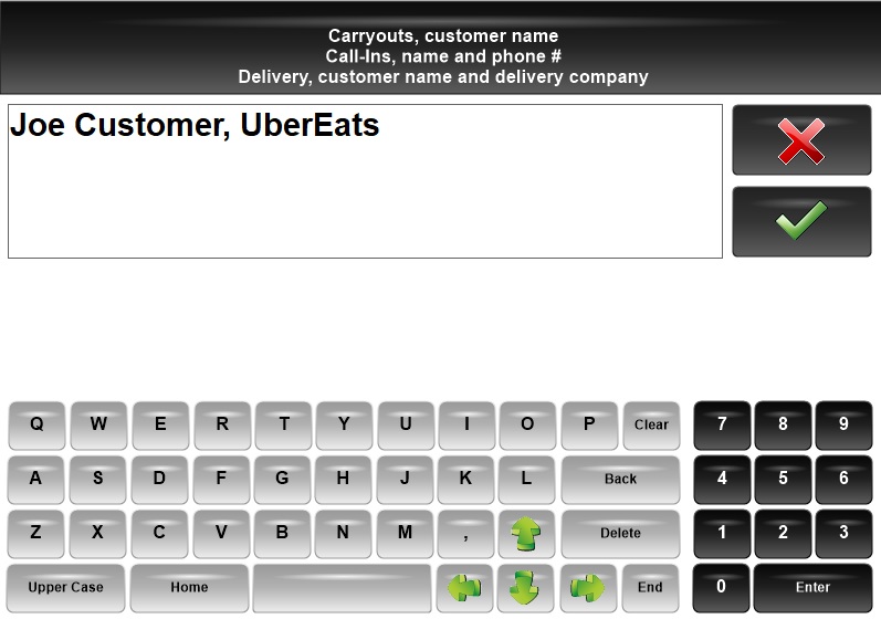 Delivery Image of Delivery Screen