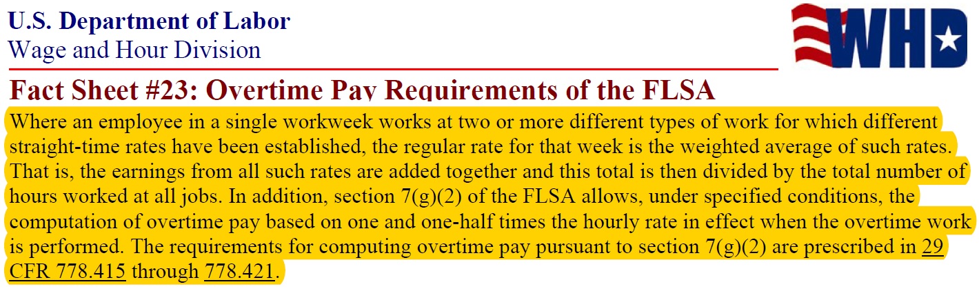 Dept of Labor Fact Sheet #23