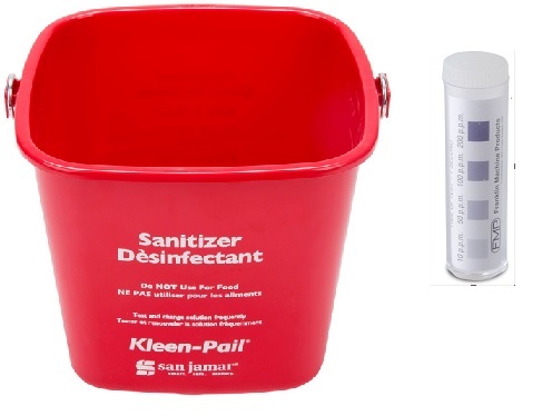 Red Bucket and Test Strips